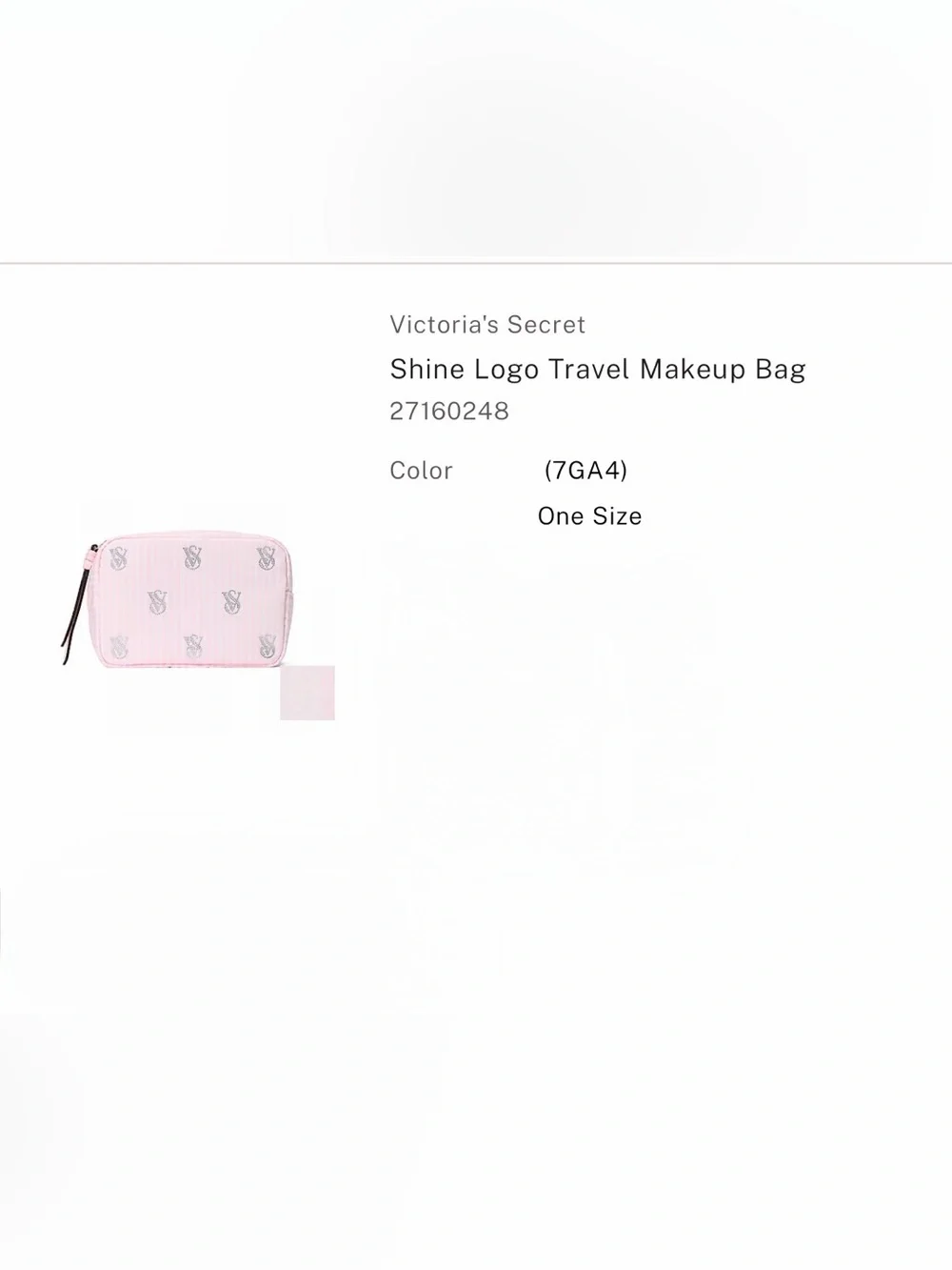 Victoria's Secret Light Pink Shine Logo Cosmetic Pouch